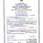 certificate from Ministry of commerce & industry