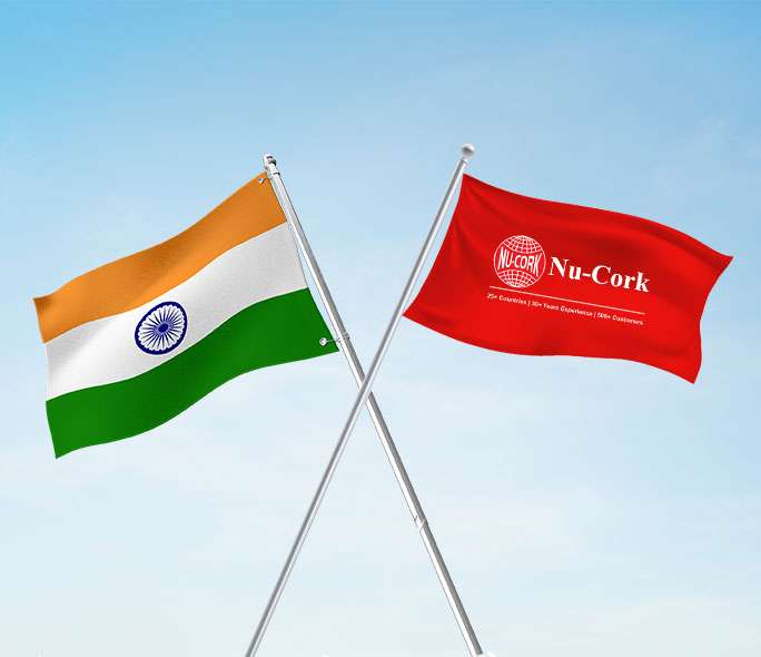 Indian flag & Nu-Cork logo on Flag